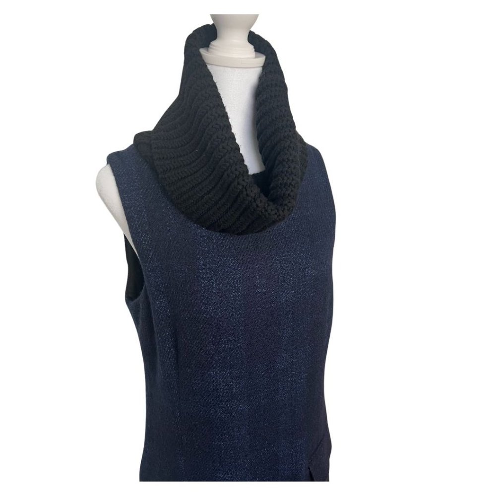 Theory - Navy Sleeveless Turtleneck Wool Shift Dress